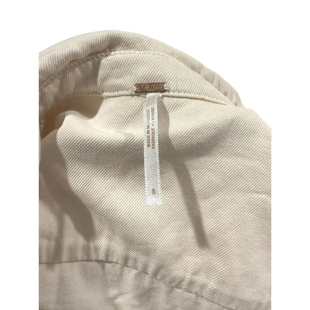 Free People We the Free Tiered Utility Shirt Dress – Size Small (Ivory)